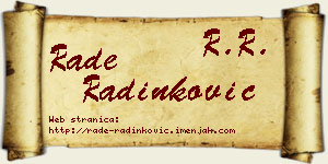 Rade Radinković vizit kartica